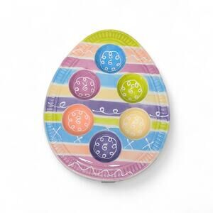 Pastel Colored Striped Easter Egg Platter Deviled Egg Tray